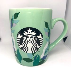 Starbucks 2020 Green Leaf Leaves Mug Cup Mermaid USED 10 fl oz Ceramic
